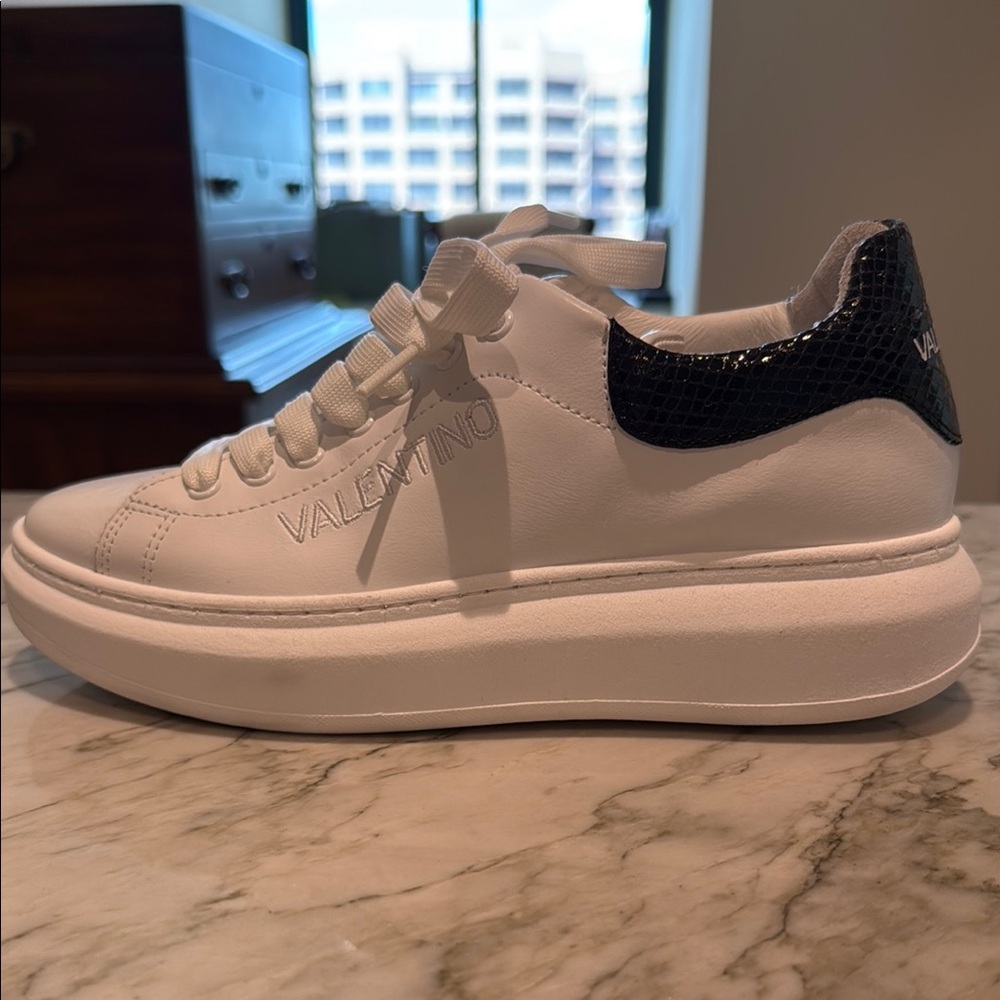 Valentino White and Black Athletic Shoes